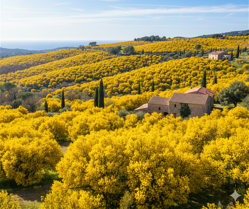 南フランスの「ミモザ街道」